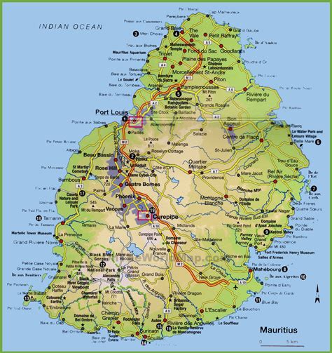 Mauritius tourist map - Ontheworldmap.com