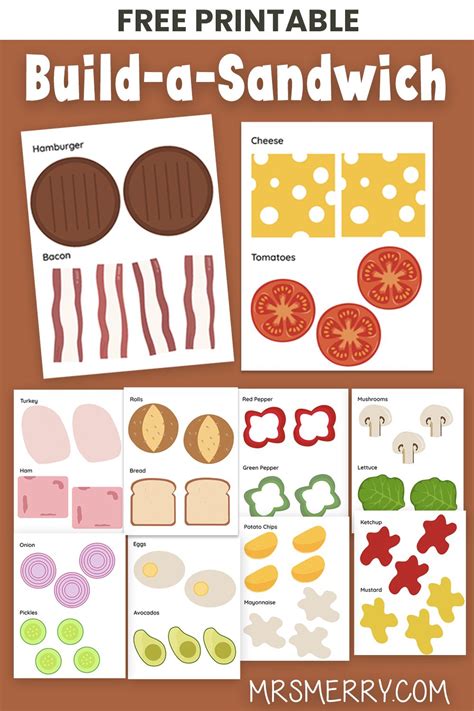 Build a Sandwich Kit - Printable Cutouts | Mrs. Merry | Food printables ...