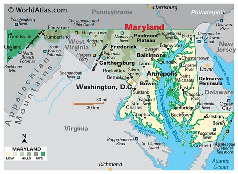 Mapa De Maryland Y Sus Condados