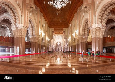 Interior view, Prayer Hall, Hassan II Mosque, Grande Mosquée Hassan II ...