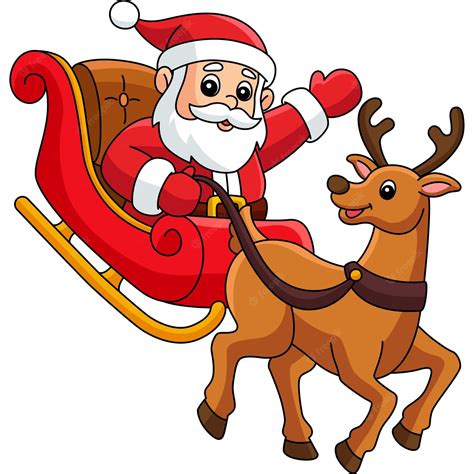 Clipart of cartoon version of reindeer and santa claus in - Clip Art ...