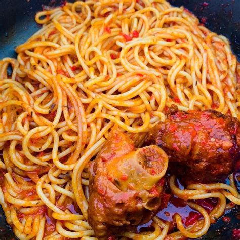 Spaghetti Jollof with Chunky Beef/Chicken - Dooney's Kitchen