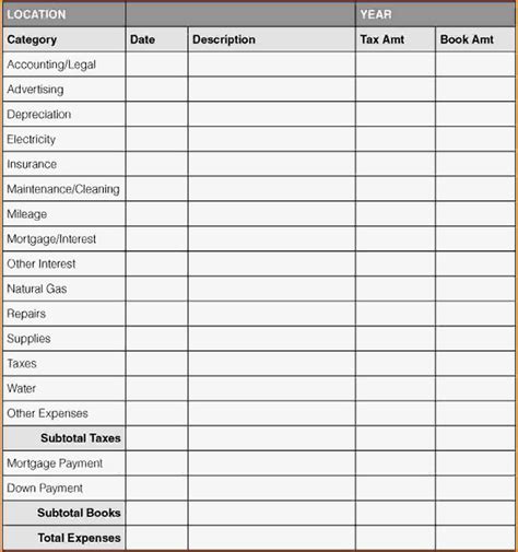 Free Printable Business Expense Sheet