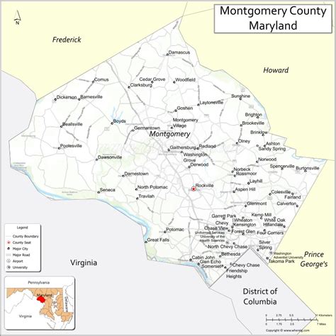 Montgomery County Map, Maryland - Where is Located, Cities, Population ...