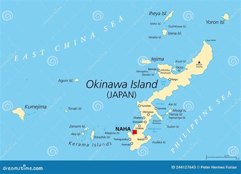 Okinawa Islands, in the Okinawa Prefecture, Japan, Political Map Stock ...