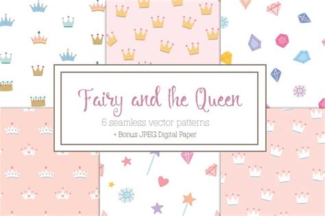 Crowns and gems hand drawn clipart | Seamless patterns, Vector pattern ...