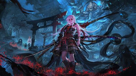 Anime Samurai Girl Katana Fantasy K Wallpaper K Wallpaper | The Best ...