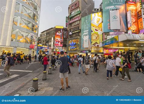 Many Tourists Walking at Ximending Shopping District in Taipei, Taiwan ...