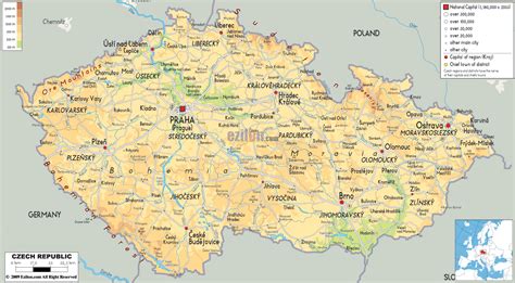 Physical Map of Czech Republic - Ezilon Maps