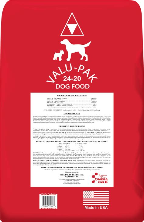 Valu-Pak 24-20 Dry Dog Food (Red Bag), 50 lb - Jeffers