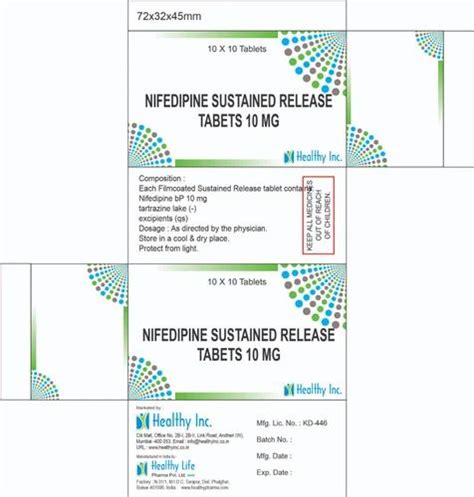 Nifedipine Sustained Release Tablets BP 10 MG at Rs 265/box ...