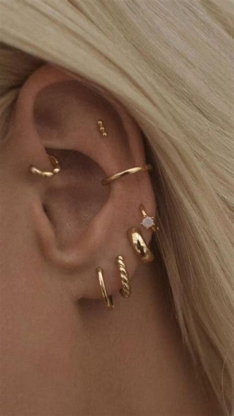 Earrings | Ear jewelry, Minimalist ear piercings, Earings piercings