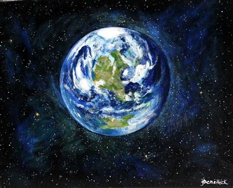 Planet Earth original acrylic painting on 16 x20