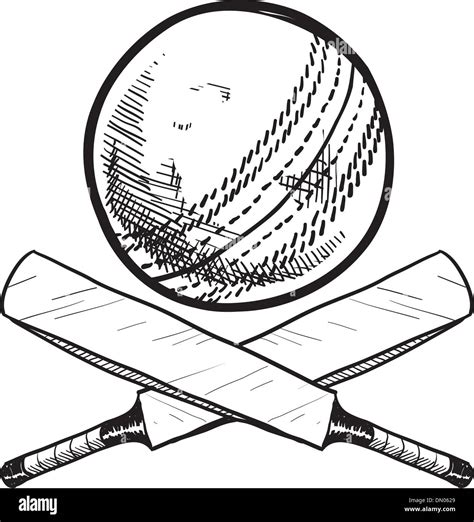 Cricket bat and ball sketch Stock Vector Art & Illustration, Vector ...