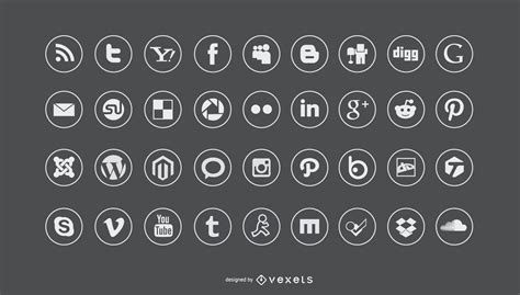 Flat Social Media Icons Set Vector Download