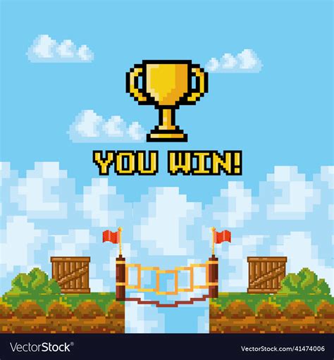 Poster you win pixelate Royalty Free Vector Image