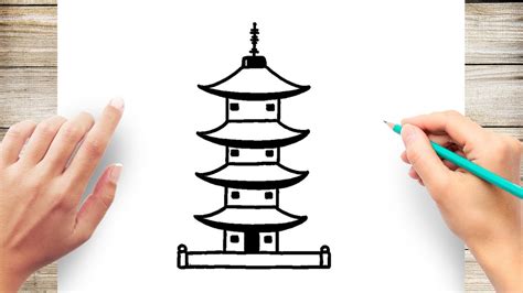 How to Draw Pagoda - YouTube