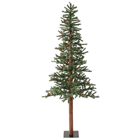 Vickerman 6-ft Pre-Lit Alpine Slim Flocked Artificial Christmas Tree ...