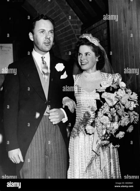 Wedding of Derek Farr, left, and Muriel Pavlow, January 7, 1947 Stock ...