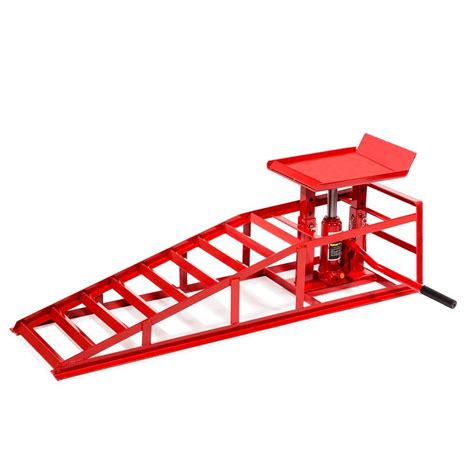 Stark Heavy-Duty 5-Ton Auto Service Ramp Low Profile Steel Hydraulic ...