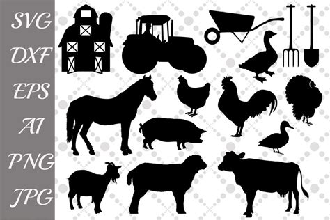 Farm Svg ,FARM ANIMALS, Farm Clipart,Animals Silhouette By ...