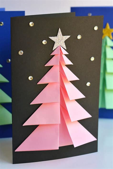 Christmas Tree Card | Easy 3D Paper Tree Card - One Little Project