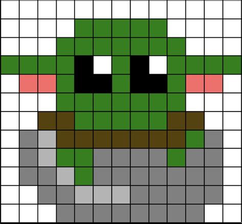 Baby Yoda Pixel Art Grid Easy