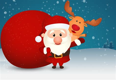 santa claus with reindeer and snowman 619859 Vector Art at Vecteezy