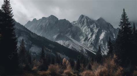 An Image Showing Some Mountains Against A Storm Background, Mountain ...