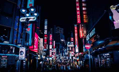 ITAP at night in the streets Tokyo City Wallpaper, Laptop Wallpaper ...