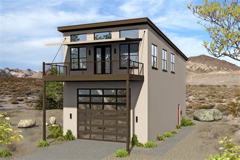 Plan 68461VR: Modern Garage Apartment House Plan with Sun Deck - 680 Sq ...