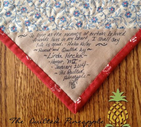 THE QUILTED PINEAPPLE | Quilt labels, Embroidered quilt labels ...