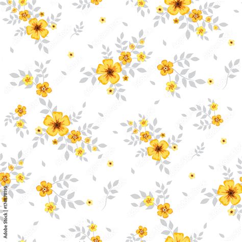 Seamless floral pattern. Background in small yellow flowers on a white ...