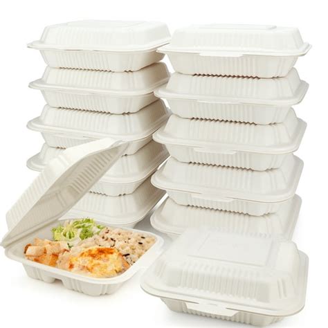 HeloGreen [100 Count] Eco Friendly Take Out Food Containers [8"x8",3 ...