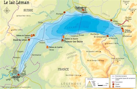 Lake Geneva, with more than 280 km2 is the largest... - Maps on the Web