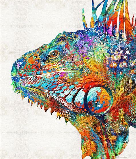 Colorful Iguana Art PRINT From Painting Cute Lizard Reptile Cool ...