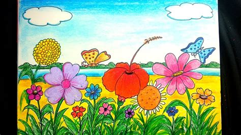 Flower Garden Drawing Picture | Best Flower Site