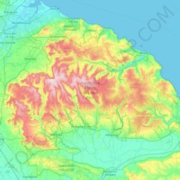 North York Moors National Park topographic map, elevation, terrain