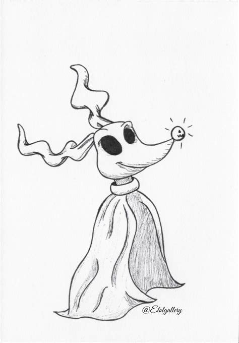 Zero Ghost Dog Coloring Pages | Nightmare before christmas tattoo ...