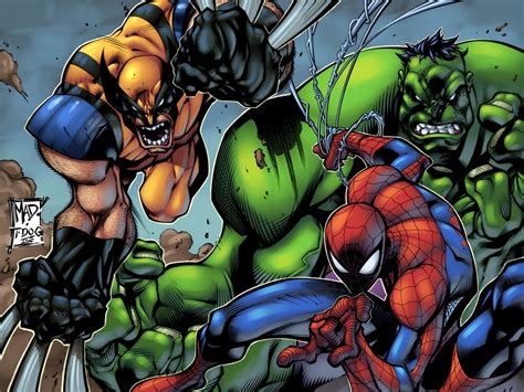 Hulk, Wolverine, & Spider-Man by Joe Madureira | Marvel heroes, Hulk ...