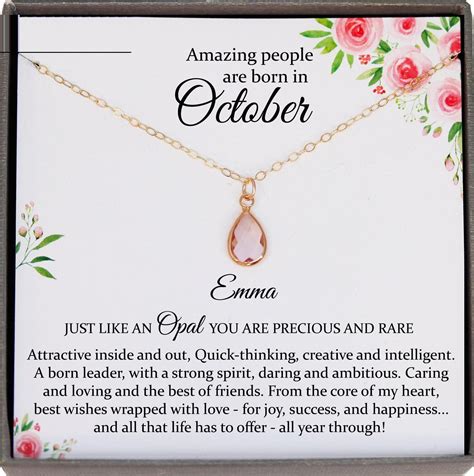 October Birthstone Necklace, Opal Necklace Gold, October Birthday Gifts ...