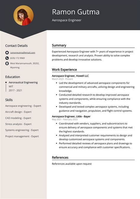 Aerospace Engineer Resume Example (Free Guide)