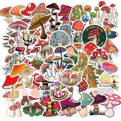 Buy 50PCS Kawaii Mushroom Stickers,Aesthetic Stickers,Water Bottle ...