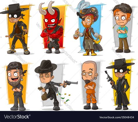 Set of cartoon bad guys characters Royalty Free Vector Image