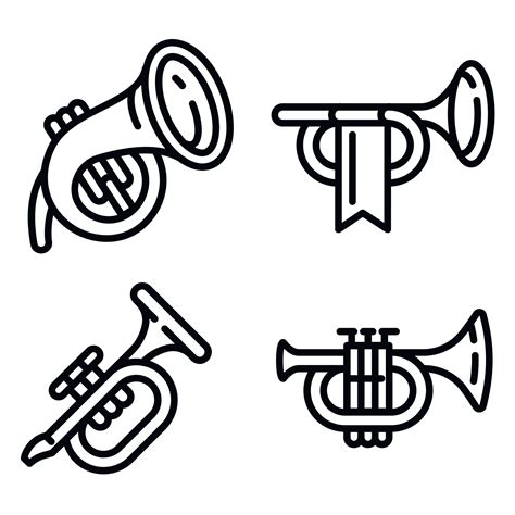 Trumpet icons set, outline style 8967175 Vector Art at Vecteezy