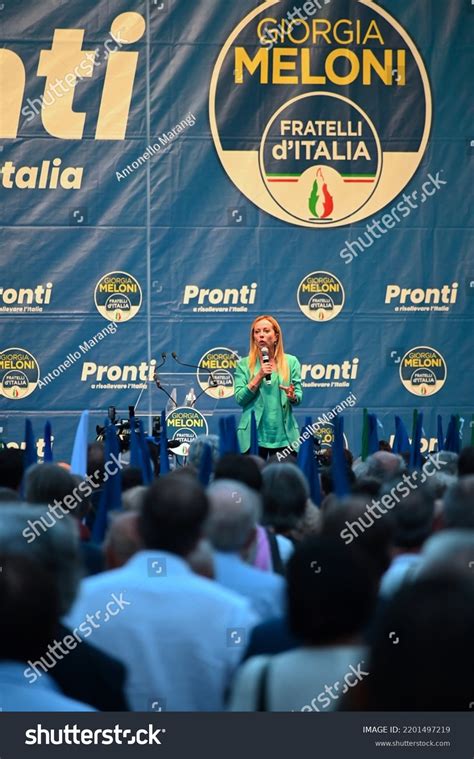 Giorgia Meloni Leader Fratelli Ditalia Party Stock Photo 2201497219 ...