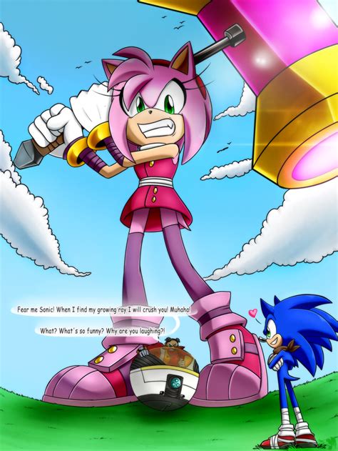 Hahahaha hahahaha giant Amy is angry at Sonic and is getting ready to ...