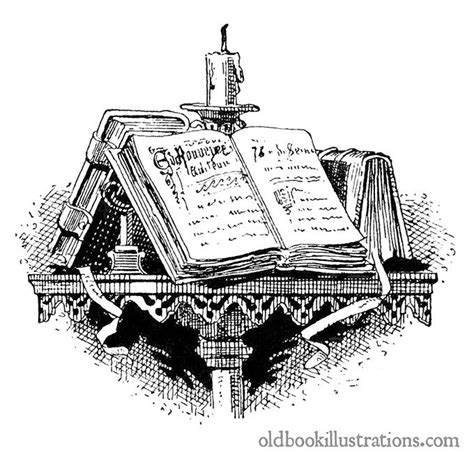 Tailpiece with Books and Candle | Old Book Illustrations