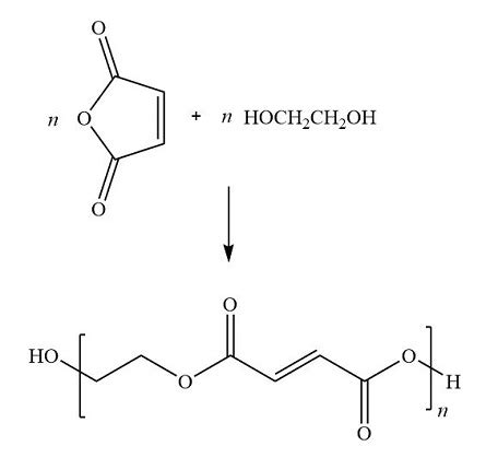 Maleic anhydride can be mixed with ethylene glycol to form a polymer ...