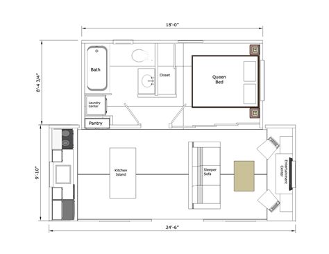 One Story Tiny House Floorplans | Central Coast Tiny Homes